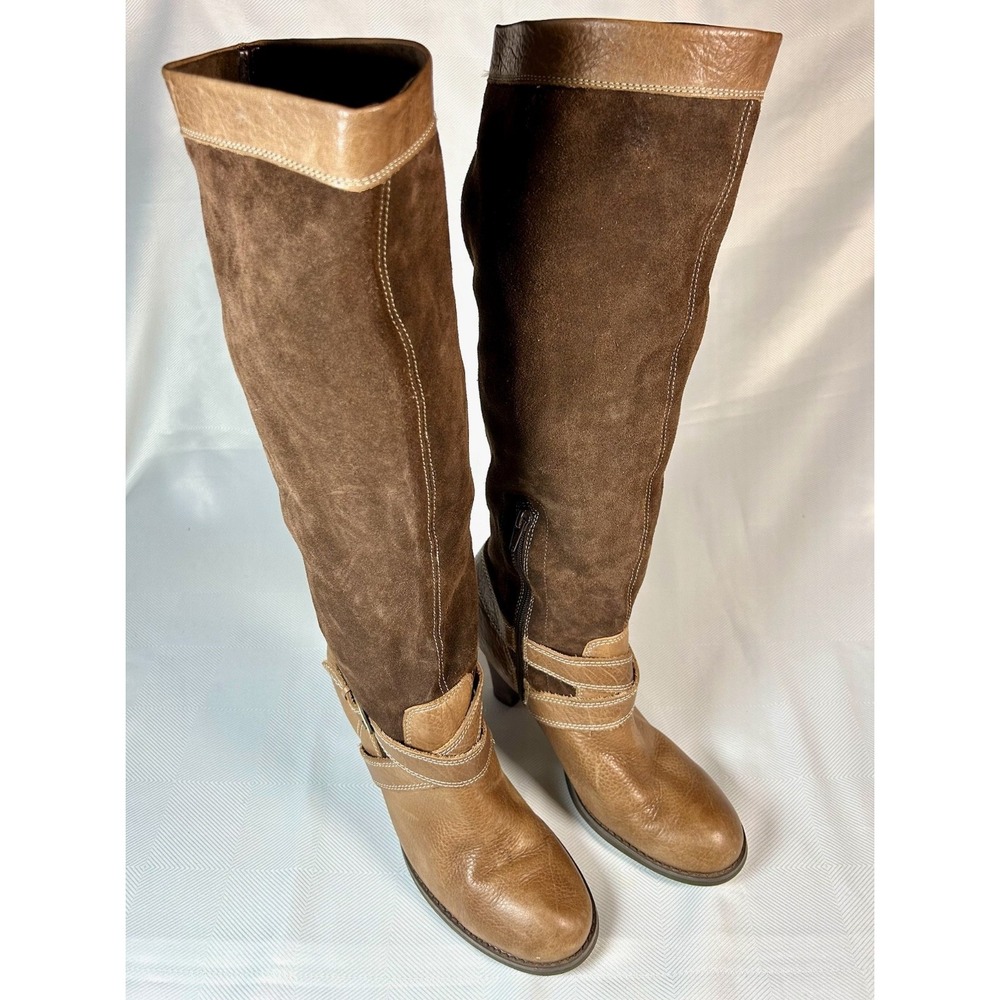 Relativity Womens 8.5M Eva Tall/Knee High Riding Boots Brown Leather and Suede